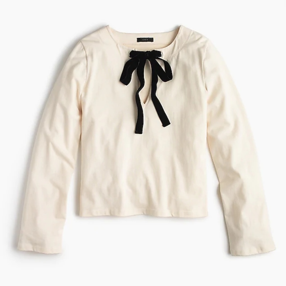 J.crew Velvet tie-front top